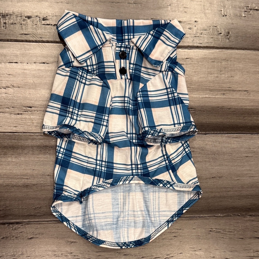 NWOT Blue Plaid Dog Shirt